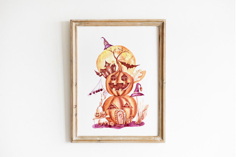 watercolor-halloween-pumpkin-horror-sublimation-clipart