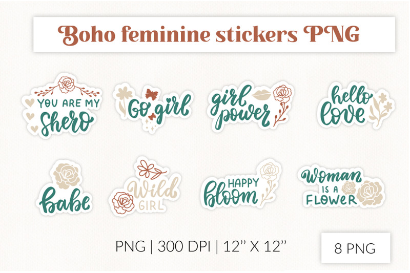 boho-feminine-wild-flowers-stickers-boho-planner-scrapbooking-png