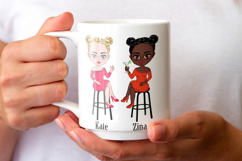 girls-best-friends-clipart-chibi-girls-clipart-mug-design