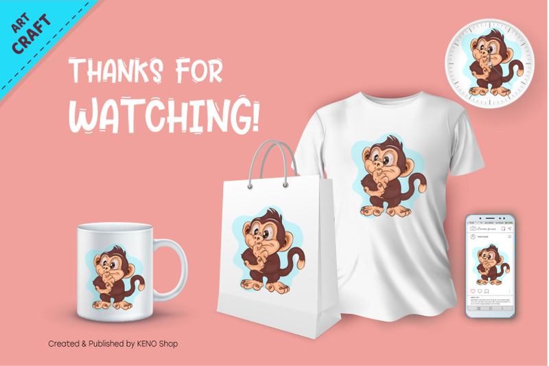 cartoon-thinking-monkey-crafting-sublimation