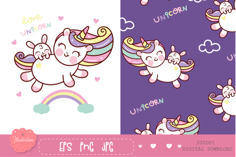 cute-unicorn-seamless-pattern-digital-paper-unicorn-pony
