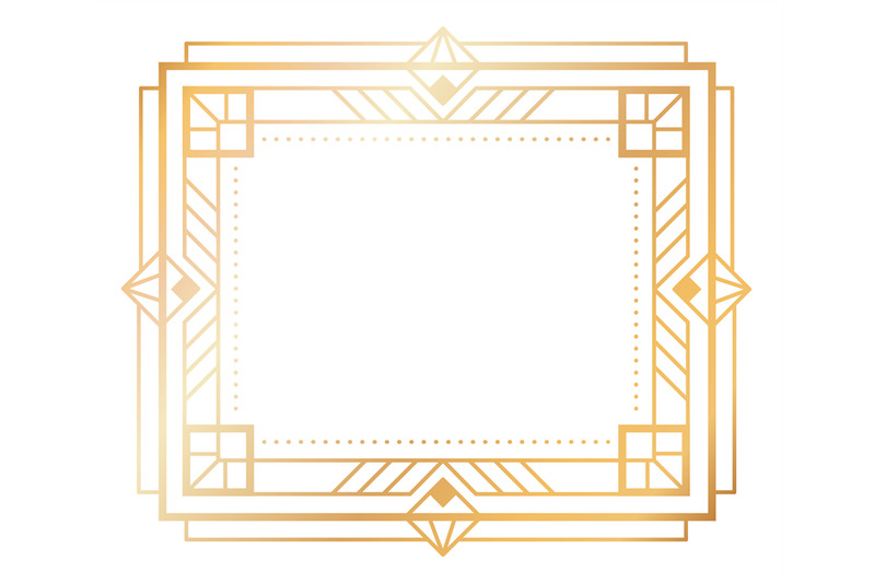 decorative-golden-square-ornament-geometric-retro-frame