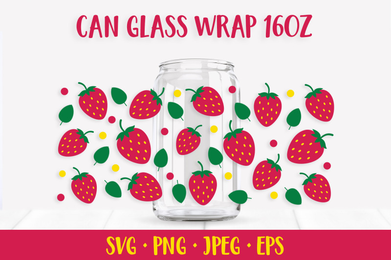 strawberries-and-leaves-glass-can-wrap-svg-summer-can-glass