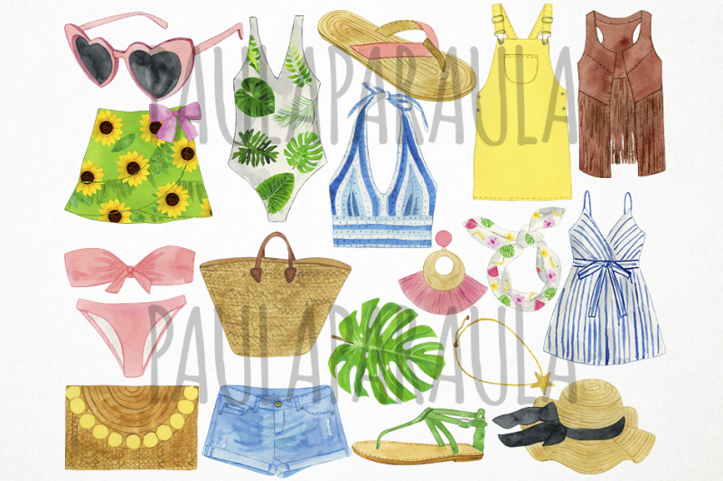 watercolor-summer-fashion-clipart-summer-clothes-clipart-outfits
