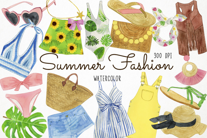 watercolor-summer-fashion-clipart-summer-clothes-clipart-outfits