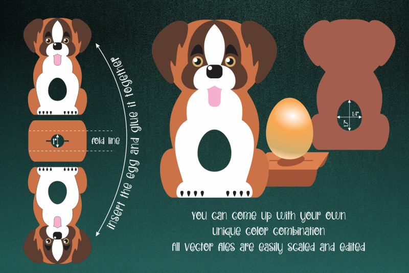 st-bernard-dog-egg-holder-template-svg