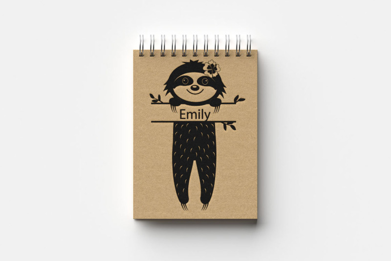 bundle-cute-characters-sloths-on-a-tree-black-stencil-svg