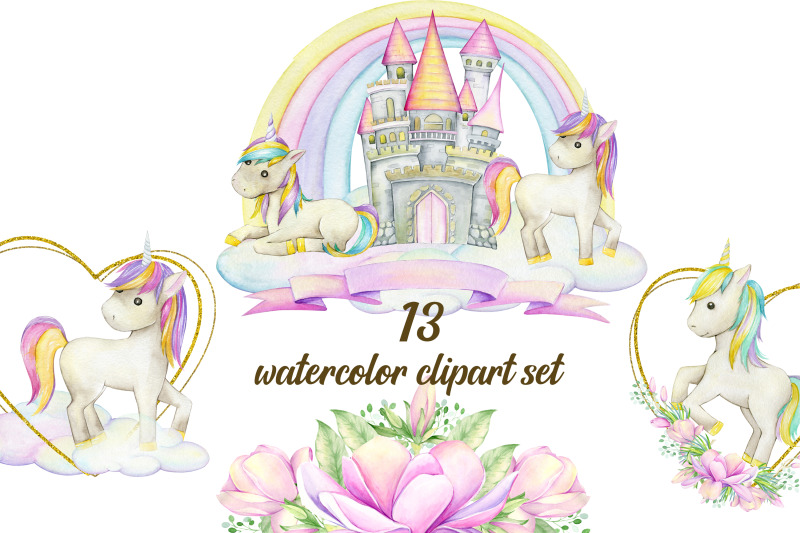 unicorn-watercolor-clipart-instant-download-frame-clip-art-magic-u