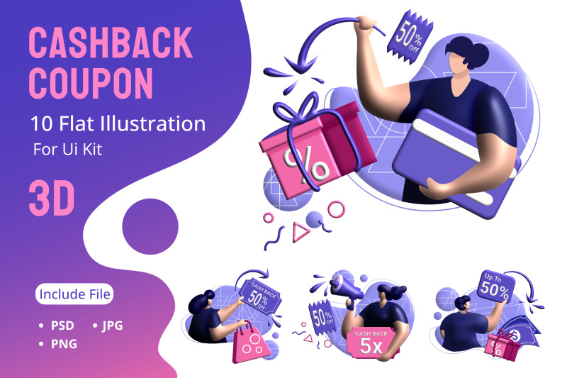 cashback-coupon-3d-rendering-illustration