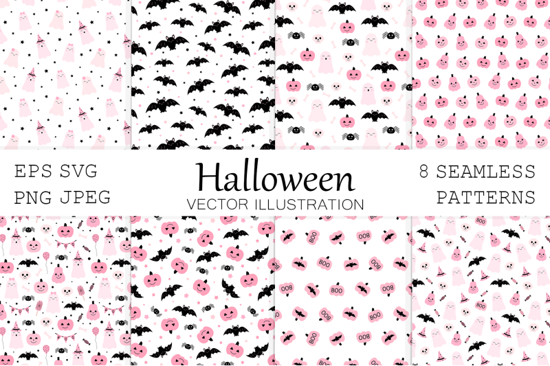 cute-pink-halloween-pattern-pink-pumpkin-pattern-cute-ghost