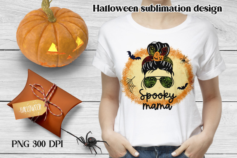 halloween-messy-bun-sublimation-spooky-mama