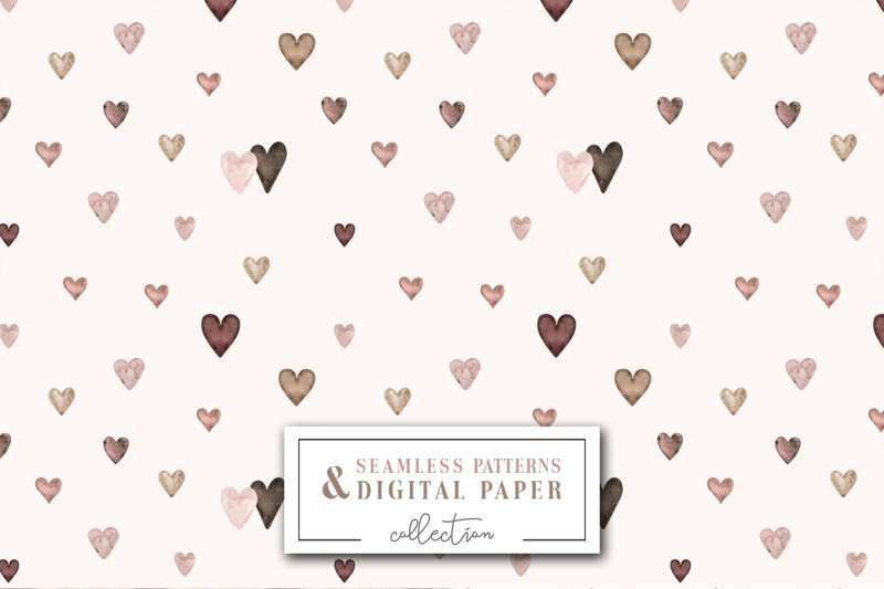 watercolor-hearts-patterns-set-pastel-heart-neutral-beige-and-rose-digital-paper