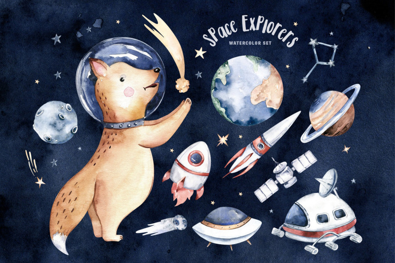 outer-space-fox-clipart-astronaut-baby-boy-animals-clip-art