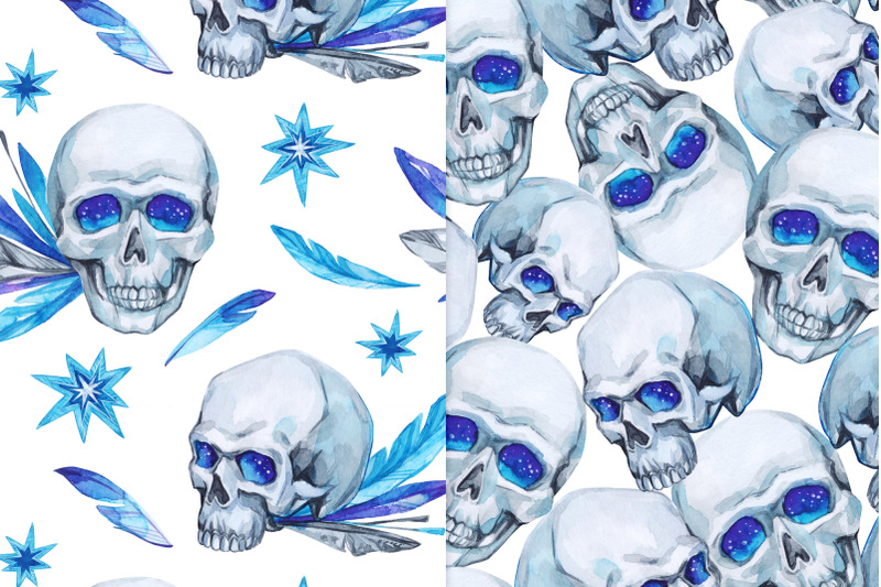 9-seamless-patterns-skulls-halloween-holidays-backgrounds