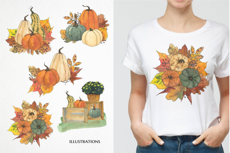 watercolor-cozy-autumn-bundle-fall-pumpkins-and-leaves-clipart