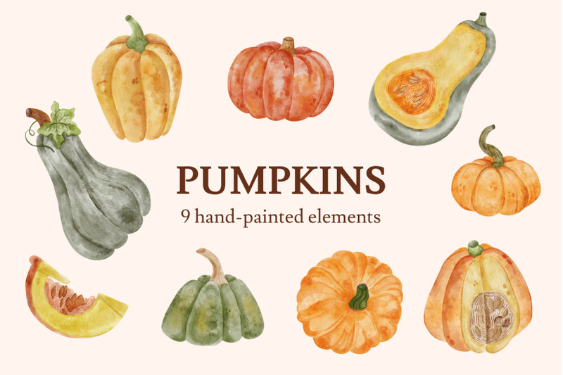 pumpkins-harvest-watercolor-clipart-png