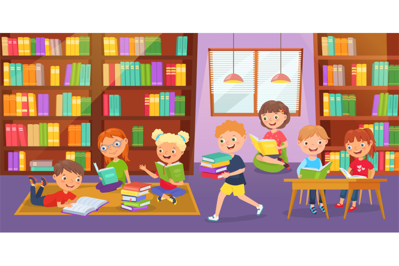 kids-library-children-study-together-reading-books-and-young-readers