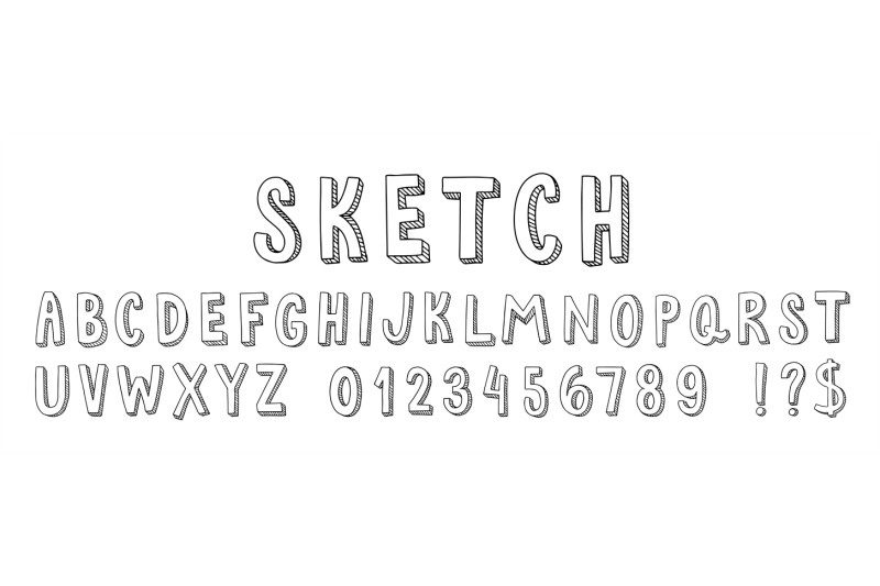 hand-drawn-sketch-font-alphabet-for-doodle-lettering-stylised-number