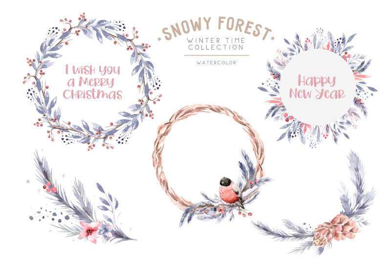 winter-forest-elements-watercolor-clipart-set-png