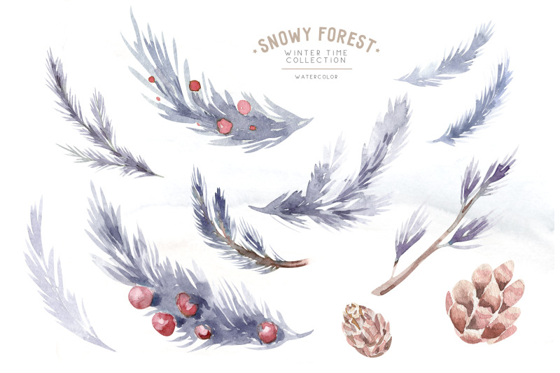 snowy-forest-watercolor-clipart-set-bullfinch-pine-png-elements