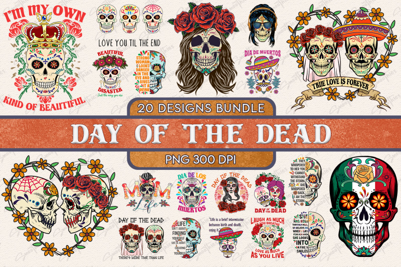 day-of-the-dead-t-shirt-design-bundle