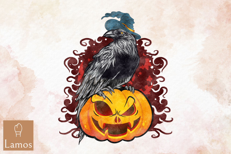 crow-with-pumpkin-halloween-pumpkin