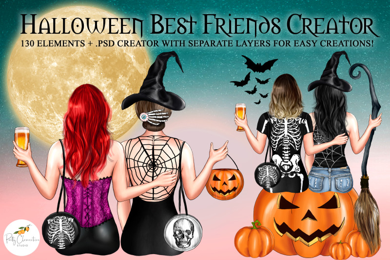 halloween-besties-customizable-best-friends-clipart