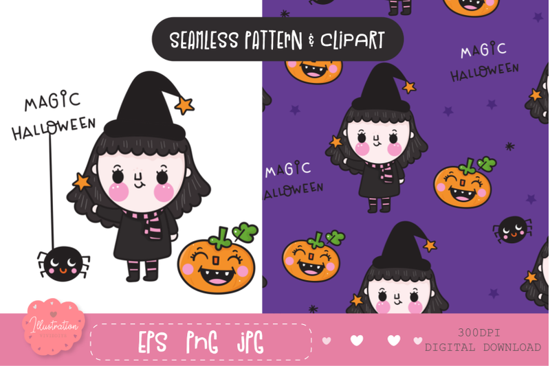 halloween-witch-seamless-pattern-kawaii-halloween-clipart