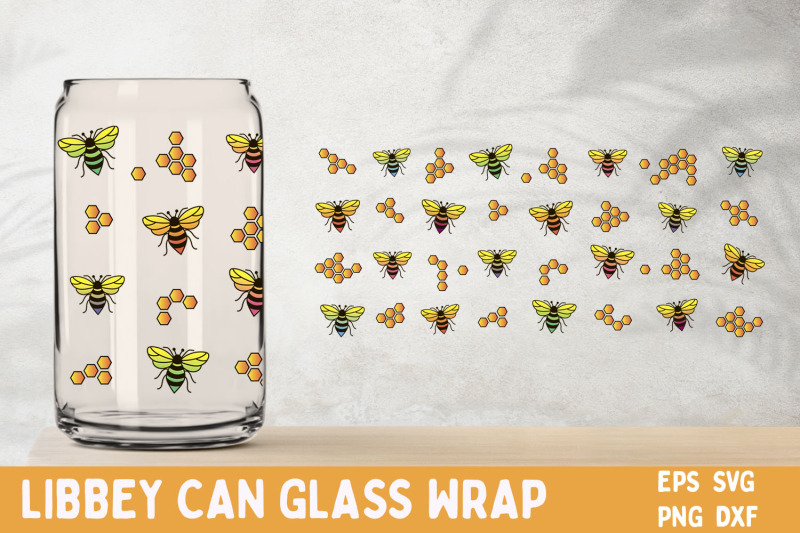 bee-glass-can-wrap-png-bee-libbey-wrap-svg-16-oz-can-glass