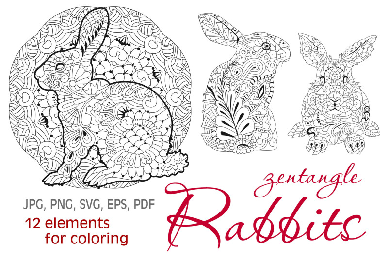 zentangle-rabbits-the-symbol-of-2023