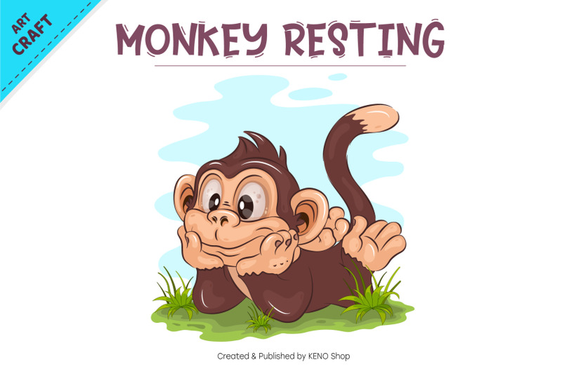 cartoon-monkey-resting-crafting-sublimation