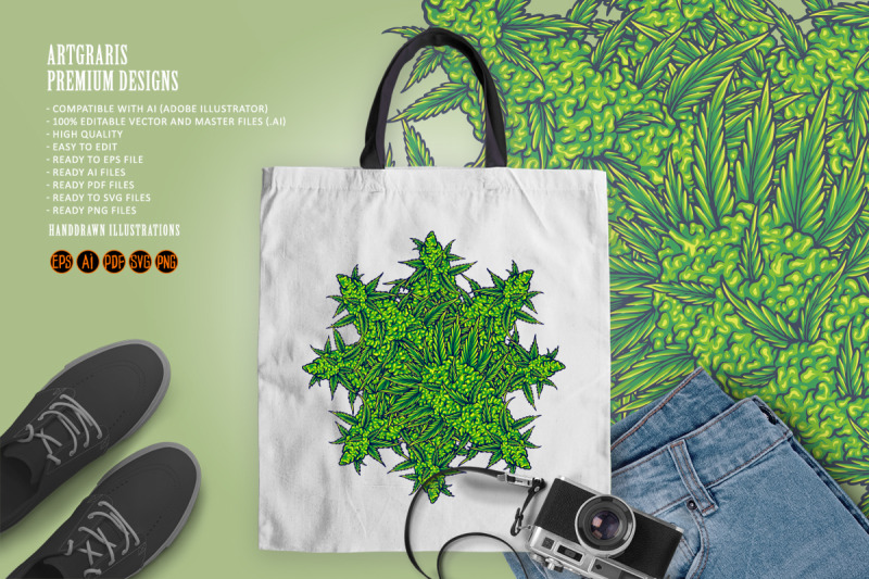 weed-leaf-cannabis-mandala-illustrations