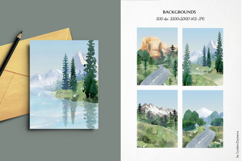 landscape-clipart-watercolor-mountain-lake-clipart-forest-background