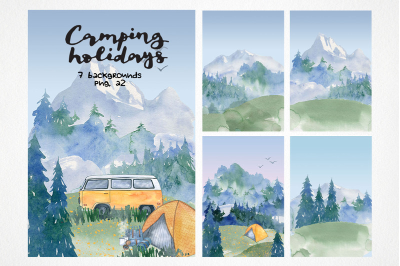 watercolor-travel-theme-background-mountain-image-camping-png