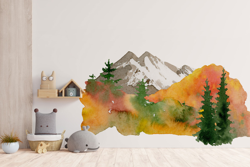 watercolor-fall-mountain-clipart-autumn-landscape-background-png