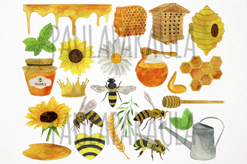 watercolor-honey-clipart-bee-clipart-bumblebee-clipart-apiculture