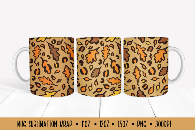 colorful-oak-leaves-mug-sublimation-fall-leopard-mug-wrap