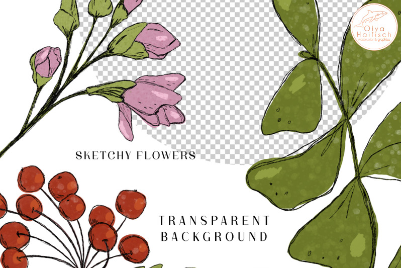 fall-flowers-and-abstract-shapes-clipart-trendy-autumn-floral-png