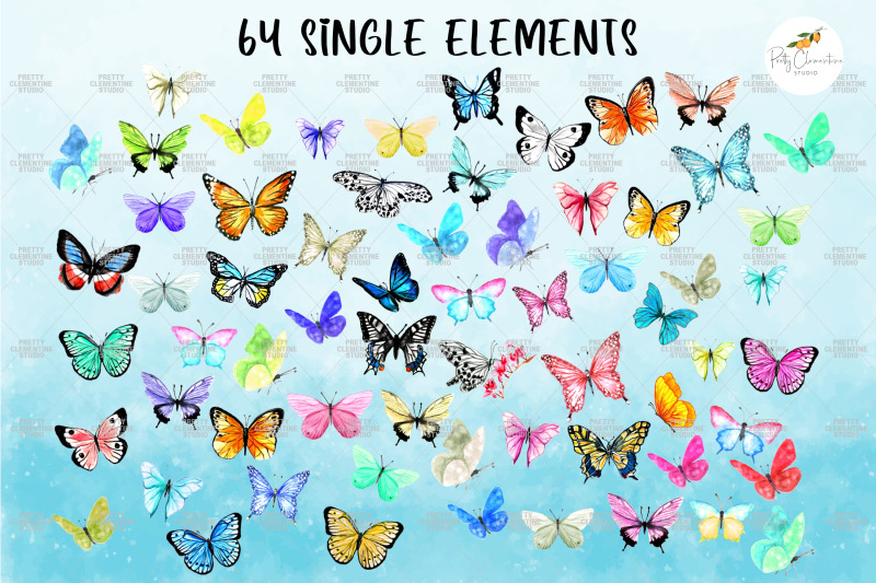 watercolor-butterflies-clipart-24-patterns