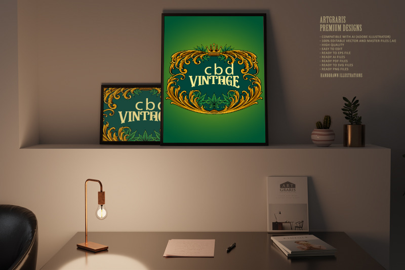 luxury-frame-vintage-cannabis-flourish-illustrations