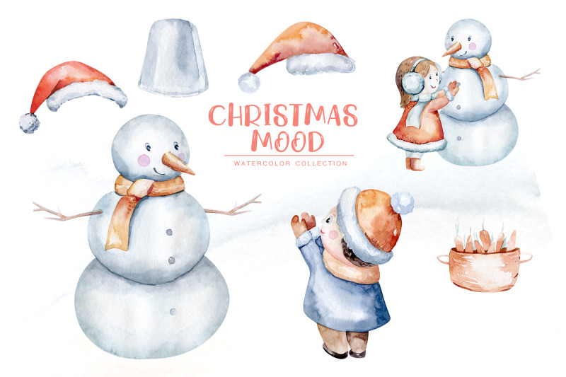 cartoon-kids-christmas-watercolor-clipart-set-new-year-png