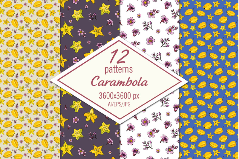 carambola-digital-paper-seamless-patterns