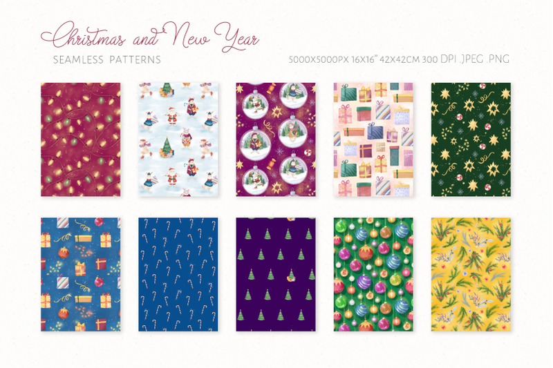 christmas-seamless-patterns-collection-with-rabbits
