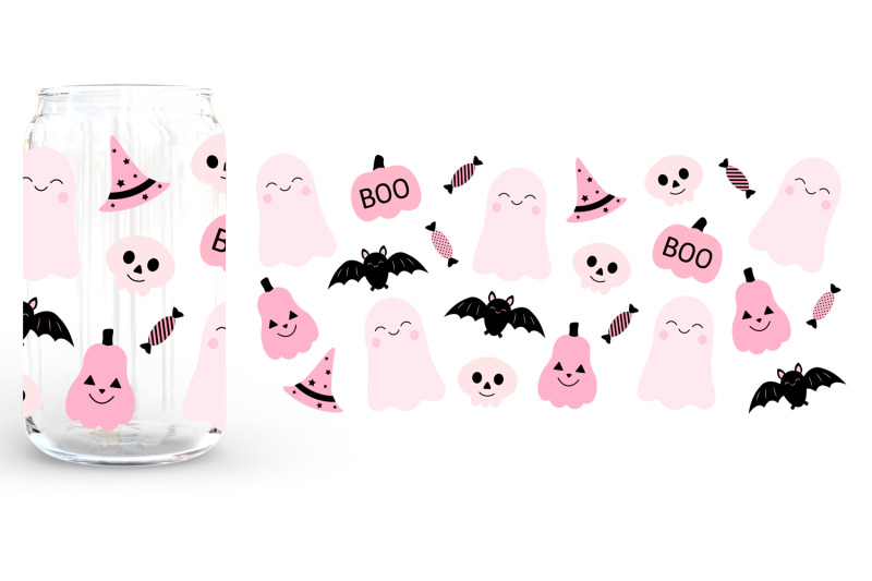 cute-halloween-can-glass-pink-ghost-can-glass-pink-pumpkin