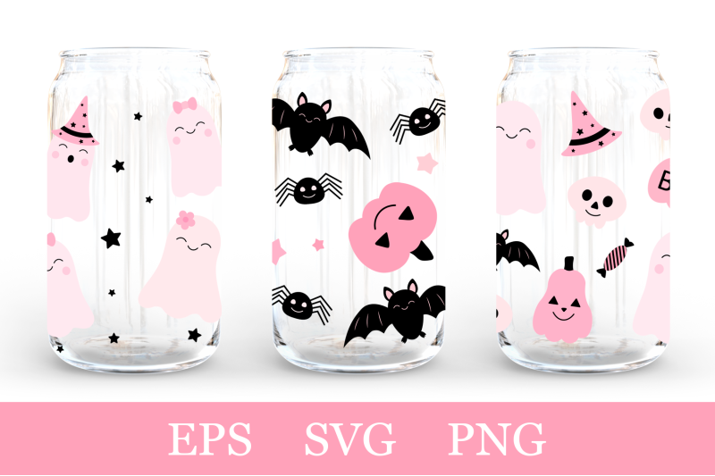 cute-halloween-can-glass-pink-ghost-can-glass-pink-pumpkin