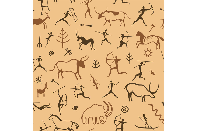cave-painting-pattern-seamless-print-of-primitive-ancient-drawing-of