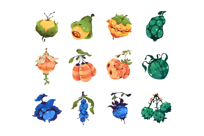 fantasy-fruits-asset-cartoon-2d-sprite-of-colorful-magic-berries-for