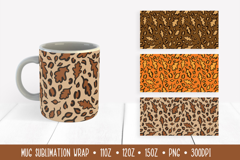 autumn-oak-leaves-mug-wrap-sublimation-fall-leopard-mug