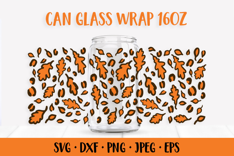 fall-leopard-can-glass-wrap-svg-oak-leaves-glass-can