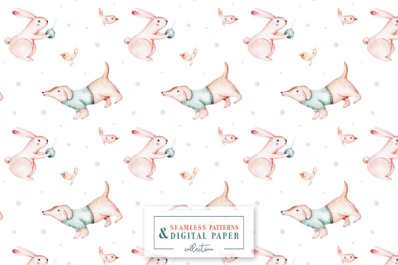 watercolor-cute-christmas-style-seamless-patterns-digital-paper-set